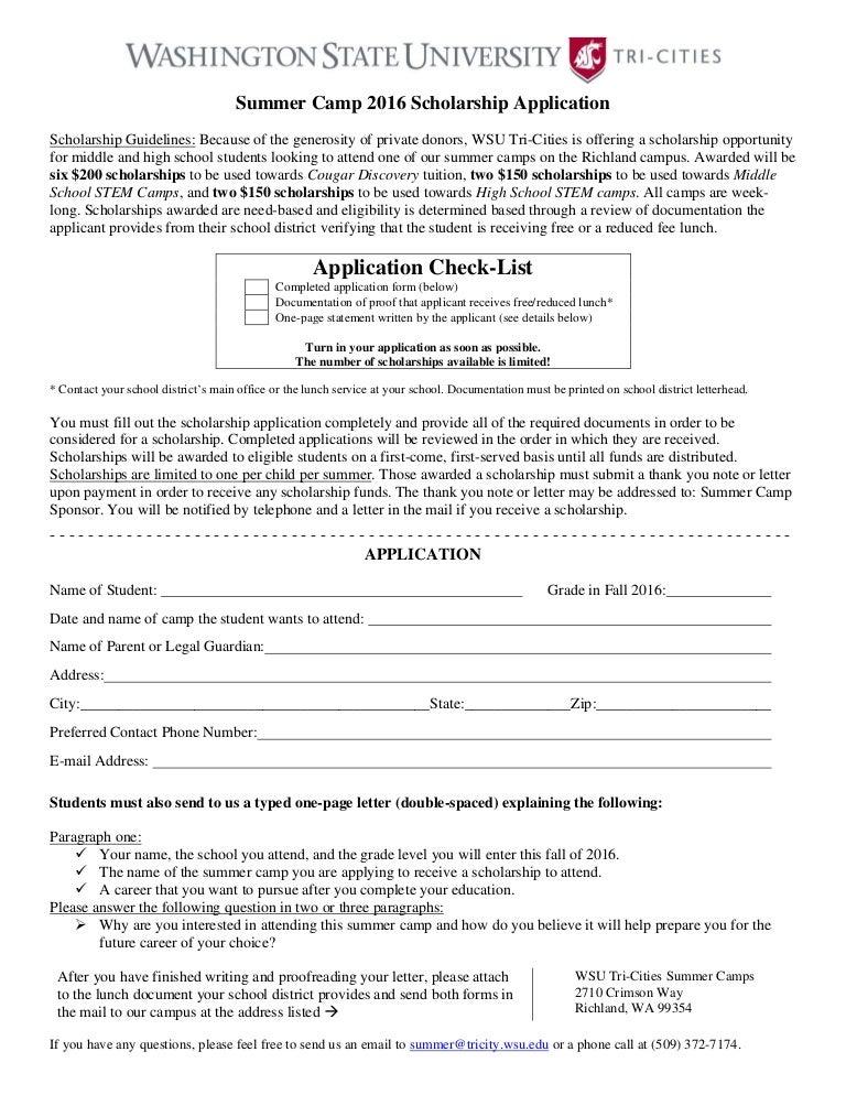 scholarship aplication form