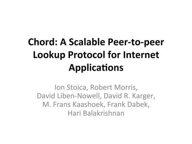 PWL Seattle #16 - Chord: A Scalable Peer-to-peer Lookup Protocol for Internet...