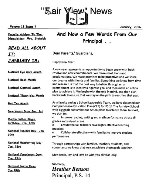 January Newsletter