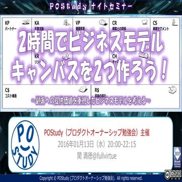 2時間でビジネスモデルキャンバスを2つ作ろう #postudy