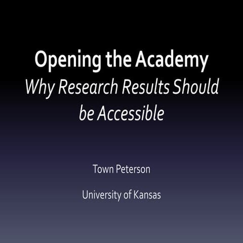 Opening the Academy: Why Research Results Should be Accessible