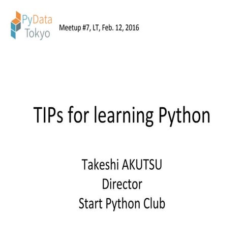 TIPs for learning Python | PPT