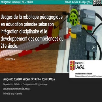 Usages de la robotique pédagogiques en éducation primaire selon son intégrati...