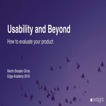 Usability and beyond: How to Evaluate Your Product