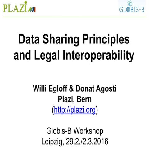 Data Sharing Principles and Legal Interoperability for Essential Biodiversity...