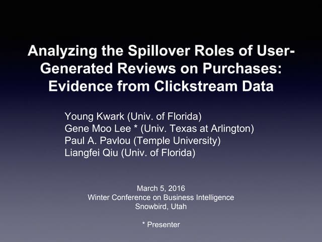 Analyzing the spillover roles of user-generated reviews on purchases: Evidenc...