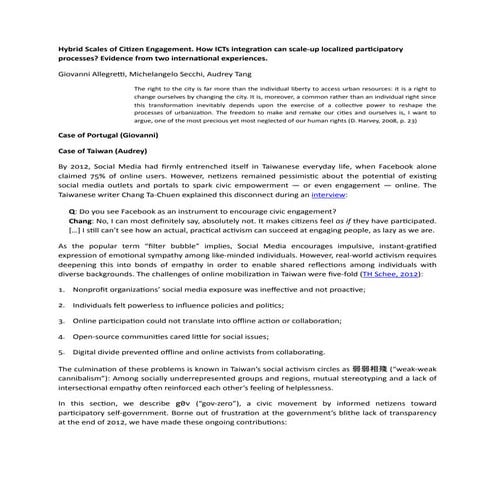 [DRAFT] Hybrid Scales of Citizen Engagement: Case of Taiwan