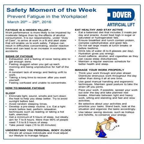 Dover ALS Safety Moment of the Week 21-Mar-2016