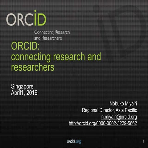 ORCID: connecting research and researchers