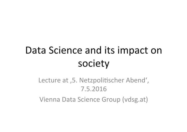 Data Science and its impact on society