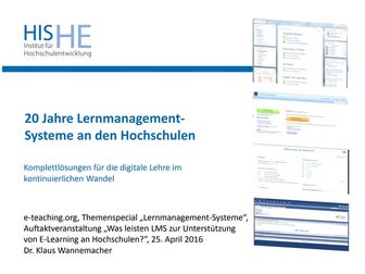 Was leisten LMS zur Unterstützung von E-Learning an Hochschulen? (Slides Dr. ...