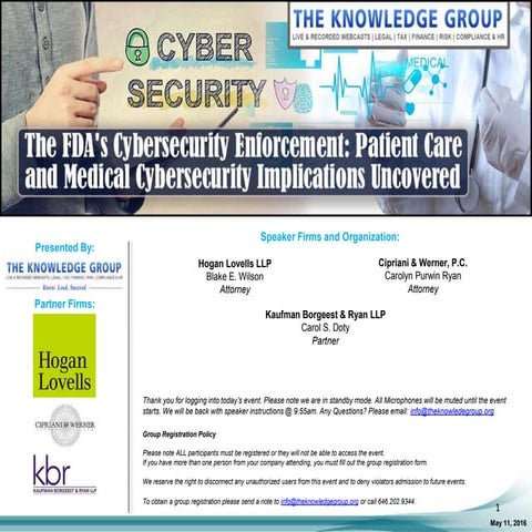The FDA's Cybersecurity Enforcement: Patient Care and Medical ...