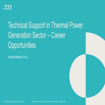 Technical Support in Thermal Power Generation Sector – Career Opportunities