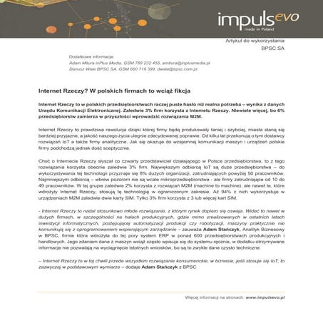 Internet Rzeczy? W polskich firmach to wciąż fikcja