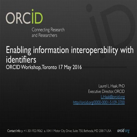 Enabling information interoperability with identifiers  (L. Haak)