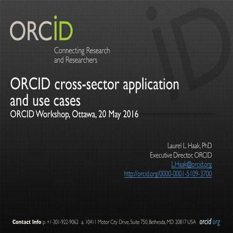 ORCID cross-sector application and use cases (L. Haak)