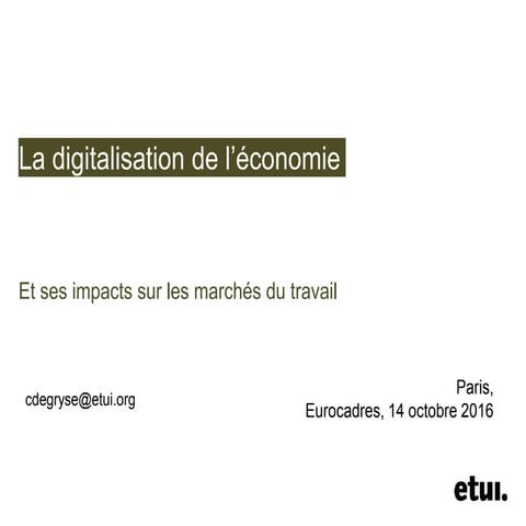 La digitalisation de l'Economie