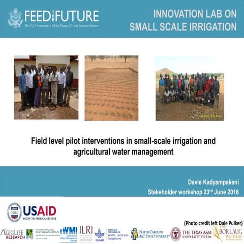 Field level pilot interventions in small-scale irrigation and agricultural wa...