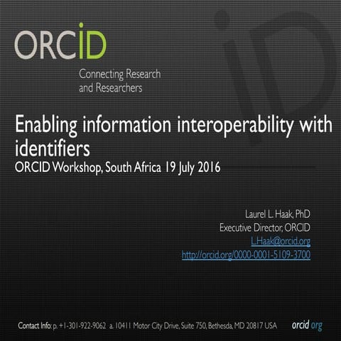  Enabling information interoperability with identifiers (L. Haak)