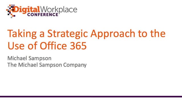 Taking a Strategic Approach to the Use of Microsoft Office 365