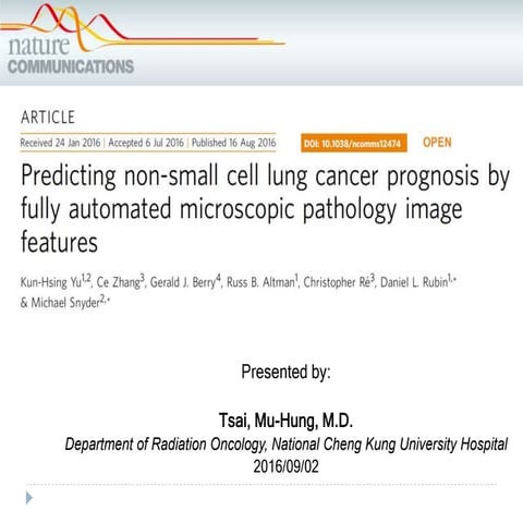 Predicting NSCLC prognosis by automated pathology