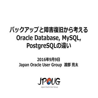 バックアップと障害復旧から考えるOracle Database, My...