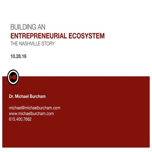 Building an Entrepreneurial Ecosystem