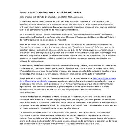 Sessió sobre l’ús de Facebook a l’Administració pública