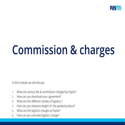 Commissions & charges at Paytm | PDF