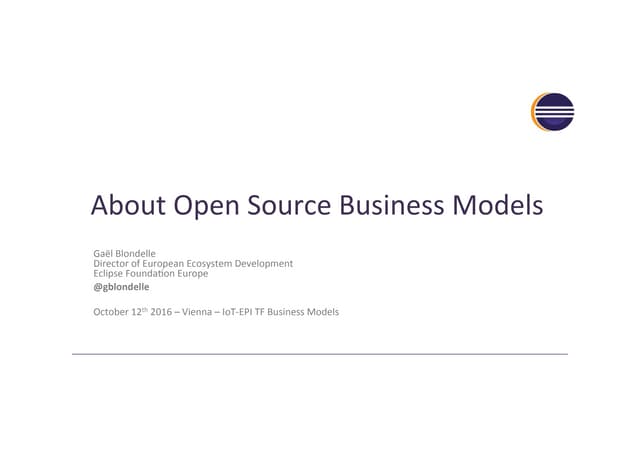 About Open Source Business Models