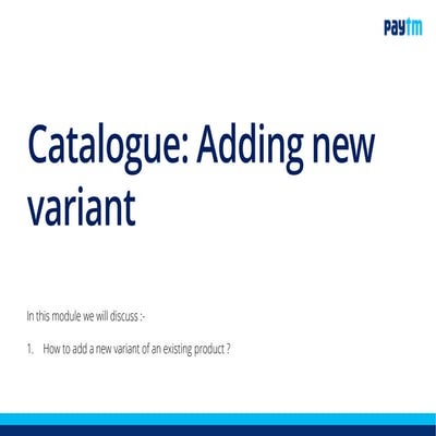 Catalogue add new variant