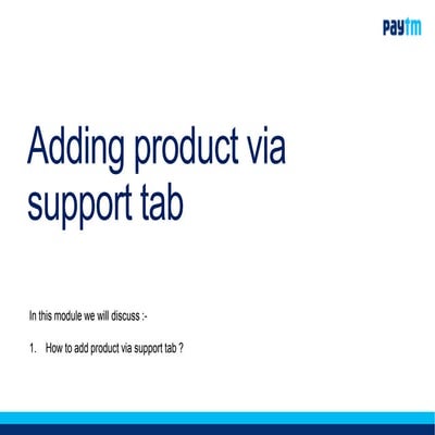 Adding product via support tab