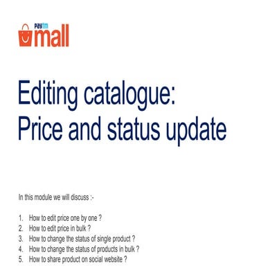 Catalogue : Price and status update