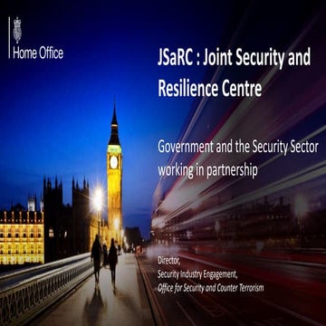 An overview of the Joint Security and Resilience Centre