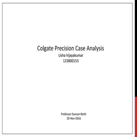 Colgate Precision - Harvard Business Case Analysis