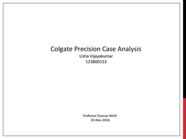 Colgate Precision - Harvard Business Case Analysis