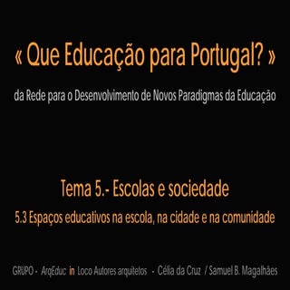 Espaços educativos na escola, na cidade e na comunidade