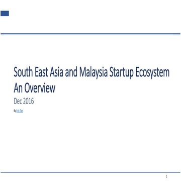 South East Asia and Malaysia (Deep Dive) Startup Ecosystem  2016 - An Overview