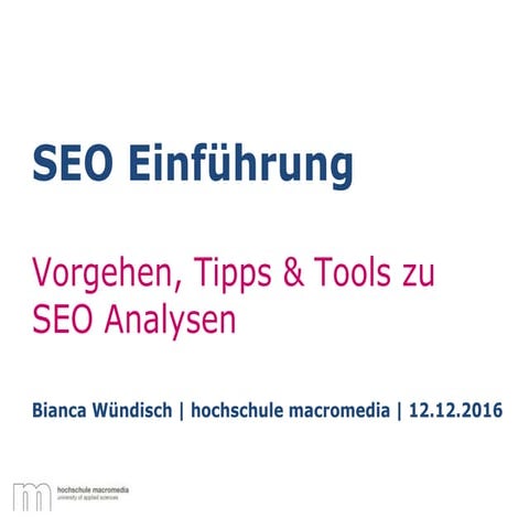SEO Einführung | Vorgehen, Tipps & Tools zu SEO Analysen