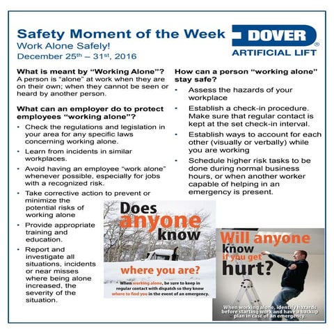 Dover ALS Safety Moment of the Week 26-Dec-2016