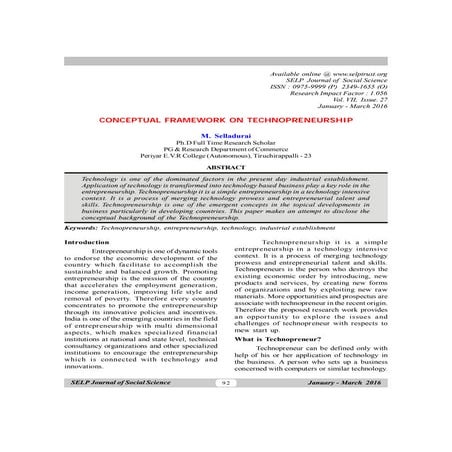 Conceptual Framework on Technopreneurship