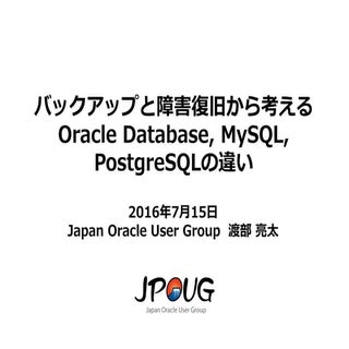 バックアップと障害復旧から考えるOracle Database, My...