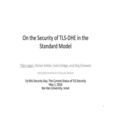 On the Security of TLS-DHE in the Standard Model | PDF
