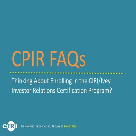 2016 CPIR FAQs