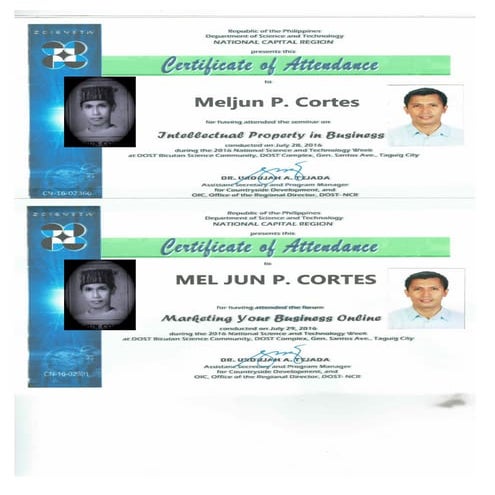 2016  DOST  Certificate  IP  in  Business and  Marketing  Business Online