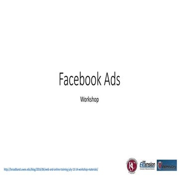 Facebook Ads 101 UWEX E-Commerce Training 2016
