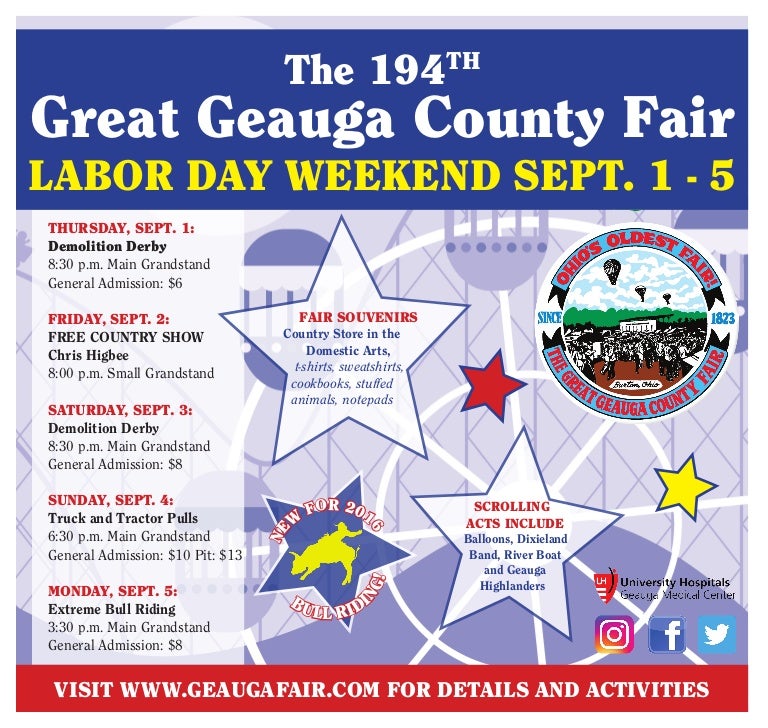 Geauga County Fair Daily Schedule 2016