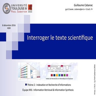 Interroger le texte scientifique