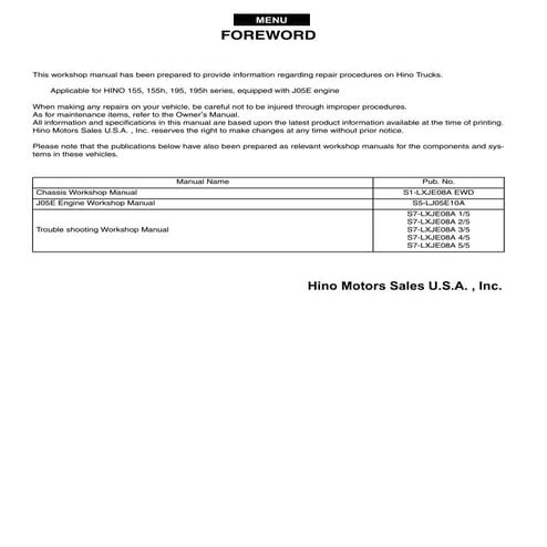 2016 hino 195 series truck service repair manual