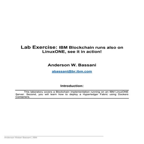Lab Exercise: IBM Blockchain runs also on LinuxONE, see it in action!